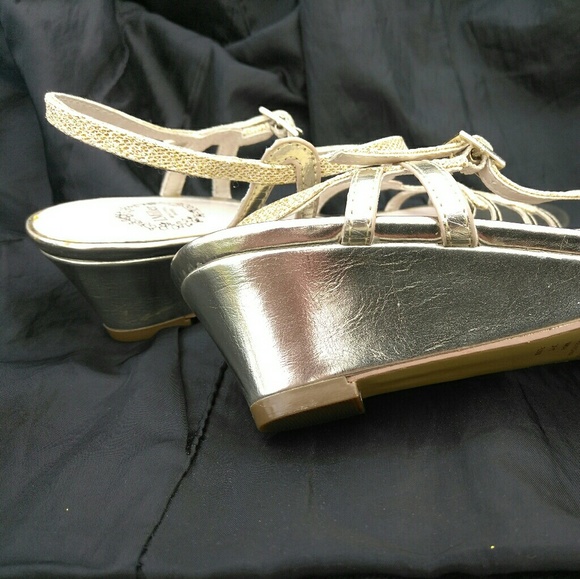 I. Miller Gold Strappy Wedge Heels - Picture 2 of 3